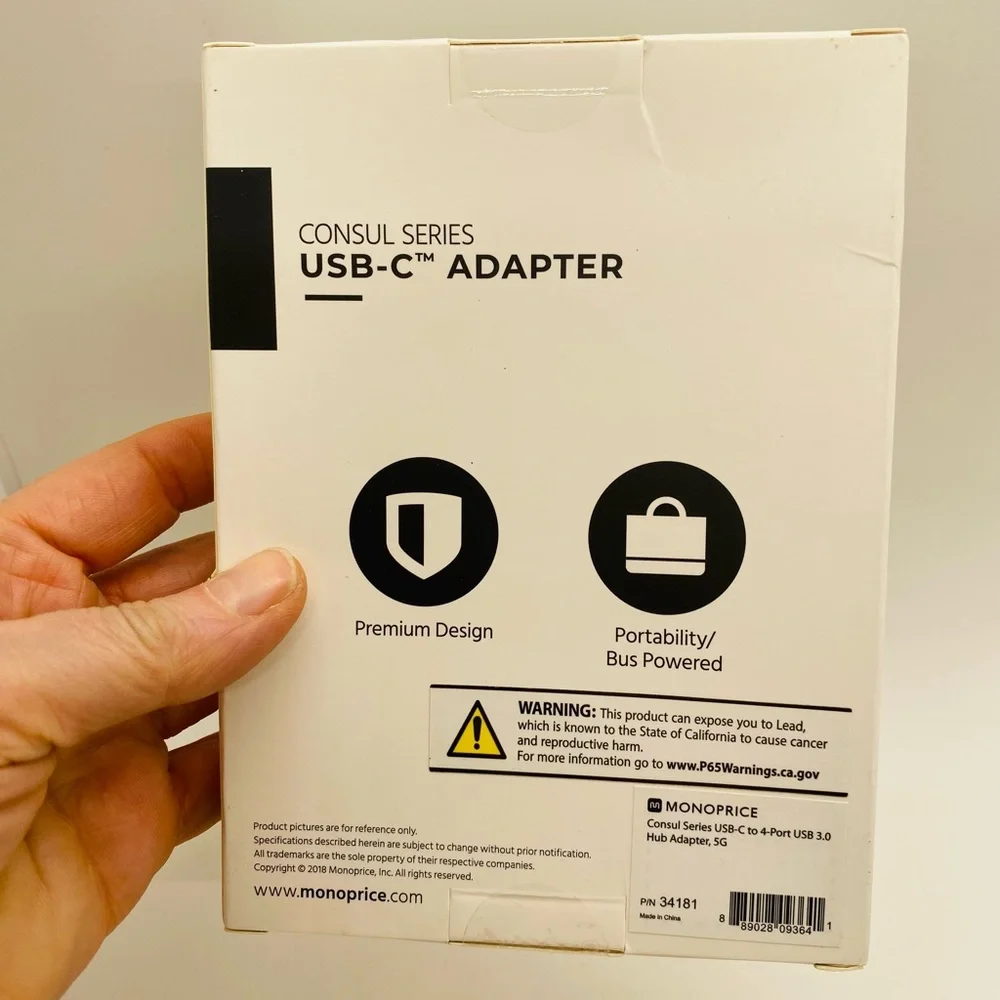 NWT Monoprice USB-C to HDMI USB 4K@30Hz, with USB-C 100W Power Delivery Adapter